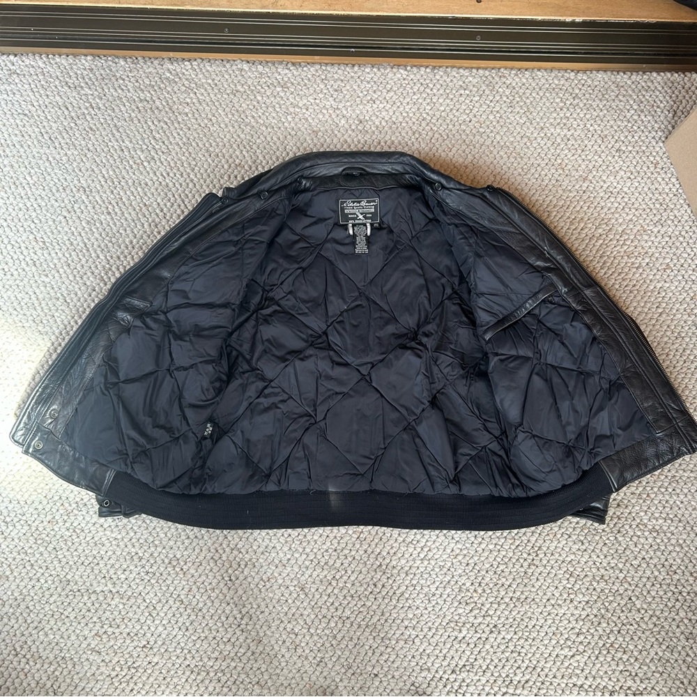 Eddie Bauer Black Leather Bomber Jacket - Picture 4 of 10